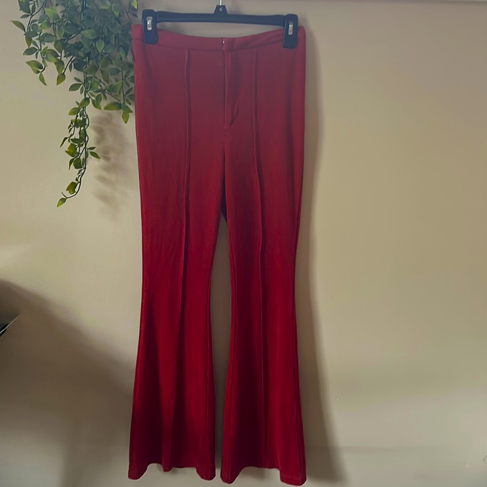 Vintage Faux Suede Flare Pants